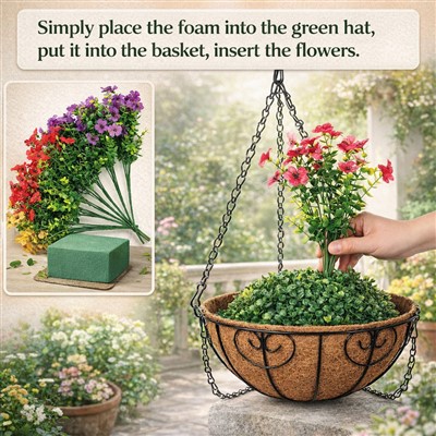 Umělý závěsný košík na květiny Venkovní dekor odolný vůči UV záření